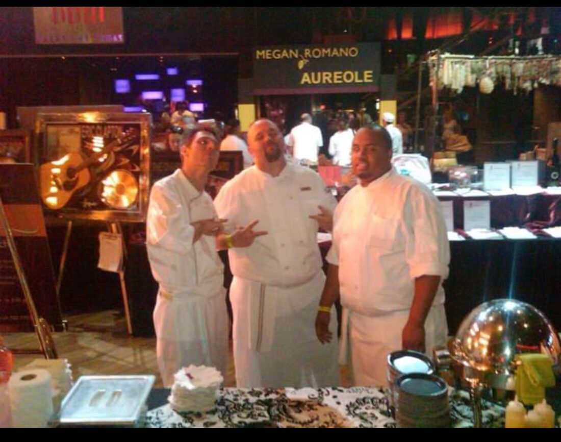 Chef Andrew Collins with Chef Sean and his brother James at Aureole, Las Vegas