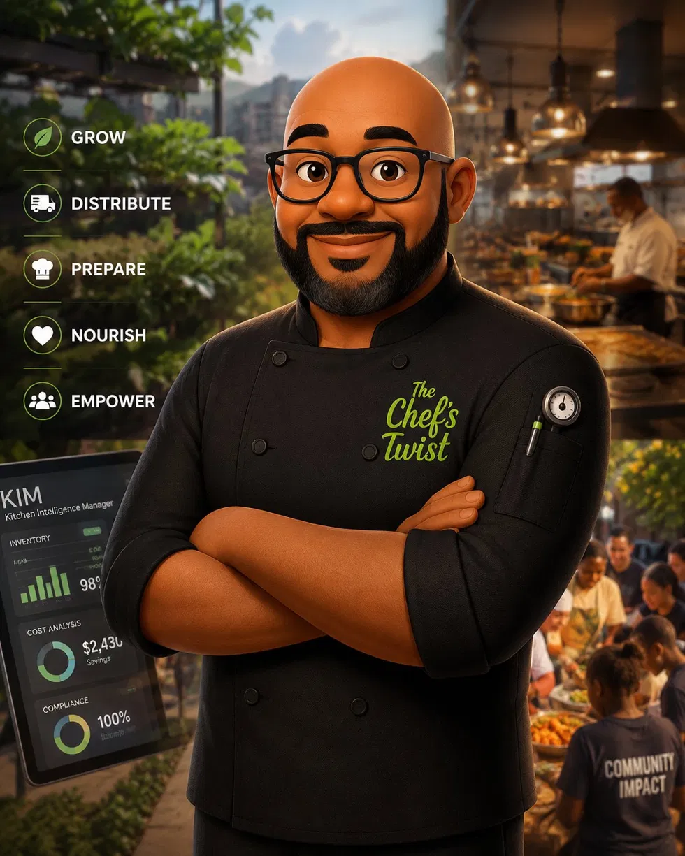 The Chef's Twist ecosystem — grow, distribute, prepare, nourish, empower