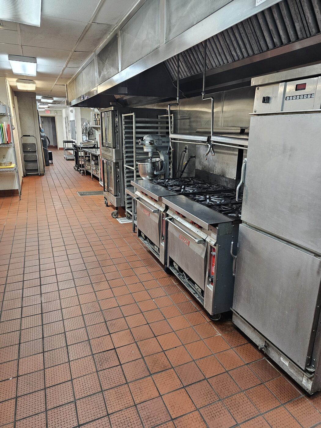 Institutional cookline — commercial kitchen at scale